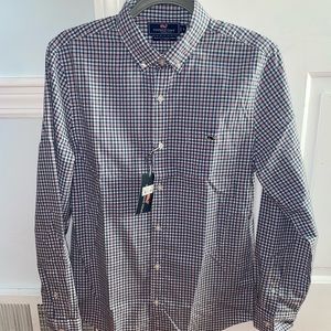 NWT Men’s Vineyard Vines Slim Fit Tucker Shirt Navy and Red